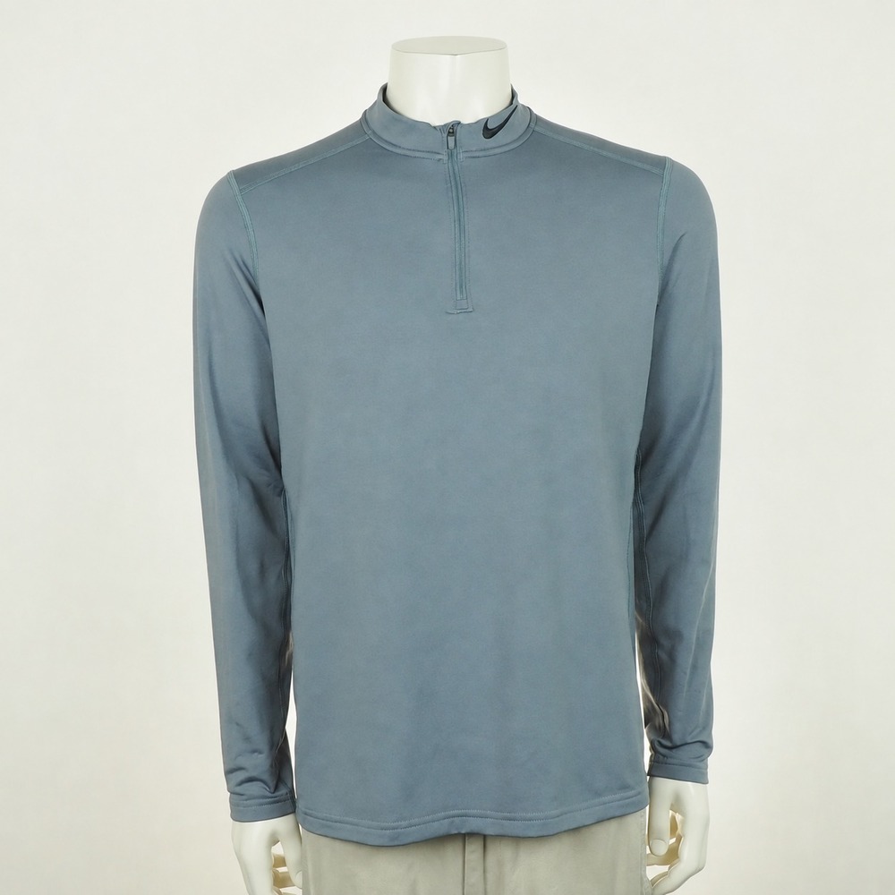 New Nike Dri-Fit 1/4-Zip Mock Pullover Shirt Mens Large Gray Fitted Gym Training